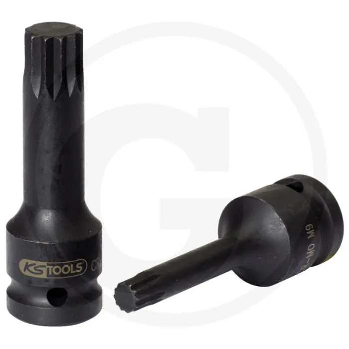 Ks tools 1/2” krachtdopsleutelbit voor veeltand (lengte 75mm)