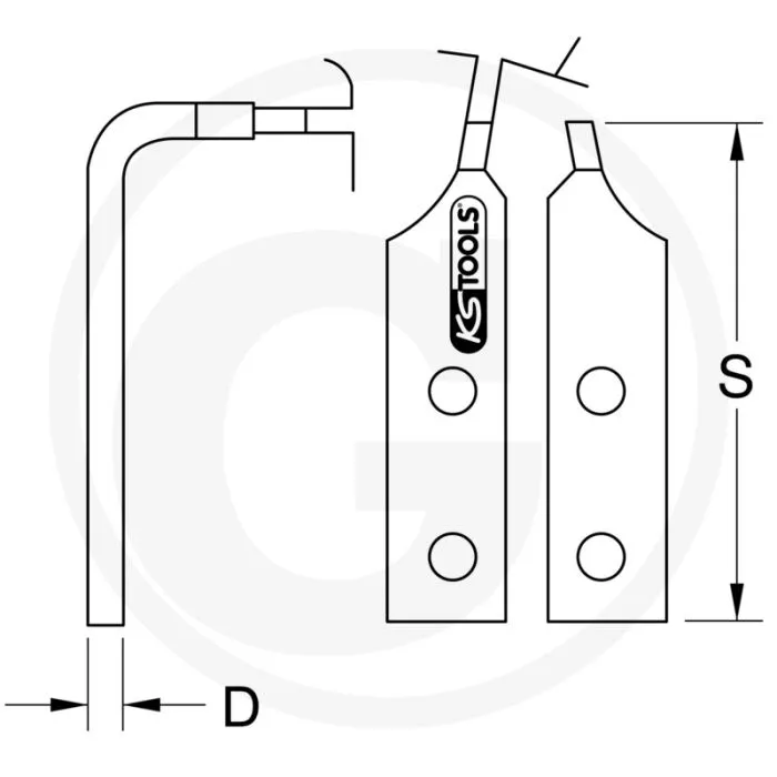 KS TOOLS BORGVEERTANG 120  300 MM, BUITEN  VERWISSELBARE PUNTEN