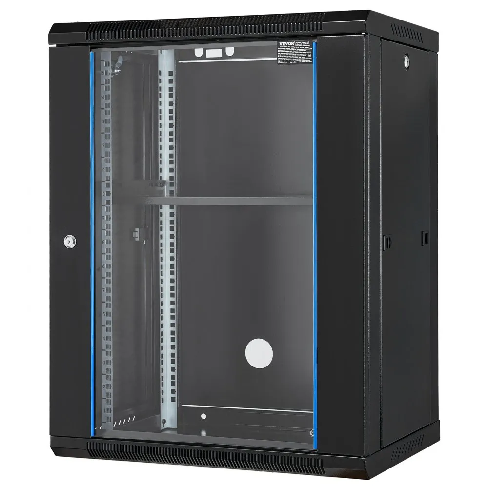 VEVOR 15U netwerkkast serverkast 457,2 mm wandbehuizing serverrack zwart