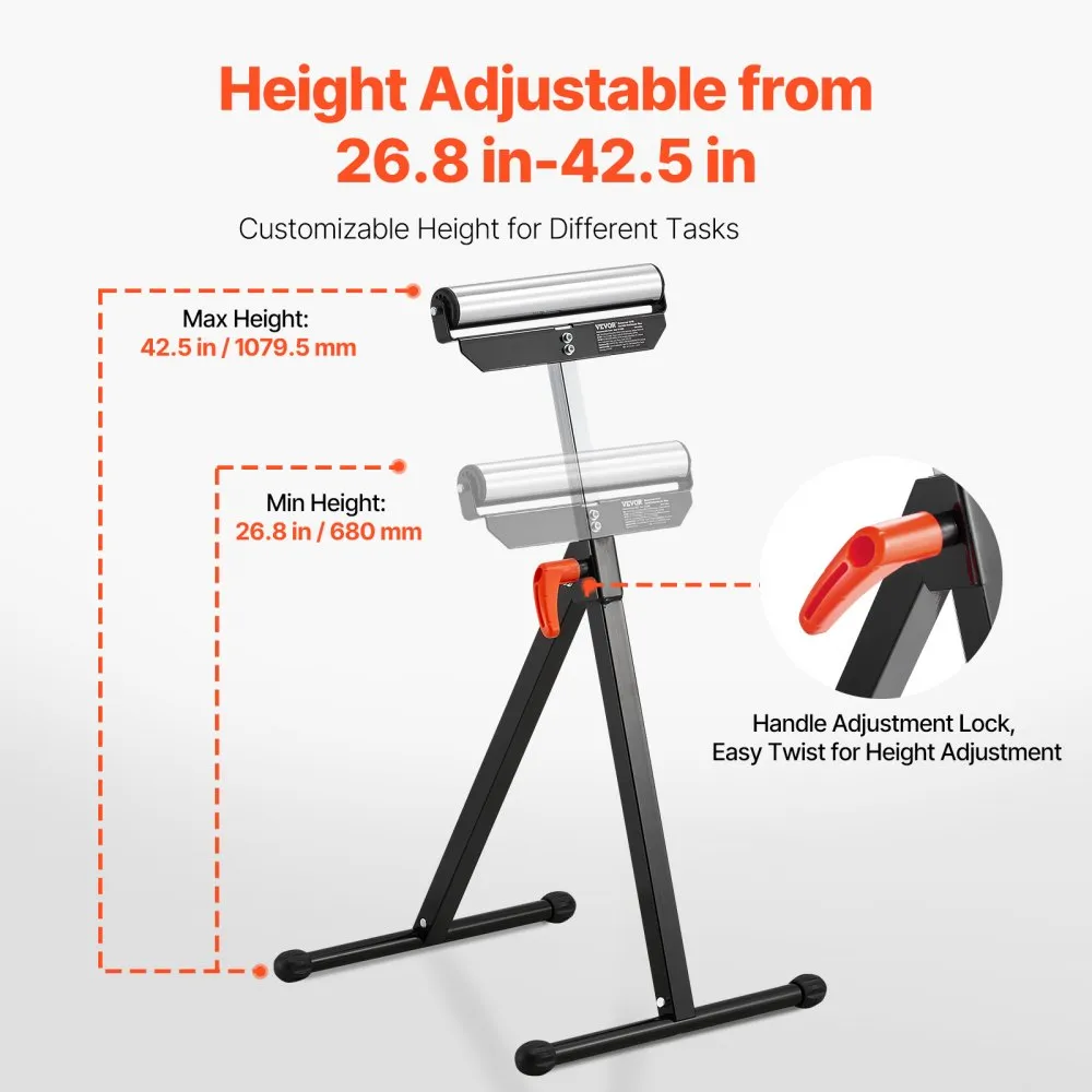 VEVOR 2X ROLSTANDAARD ROLSTANDAARD VERSTELBAAR 68108CM WERKSTANDAARD OPVOUWBAAR 61KG