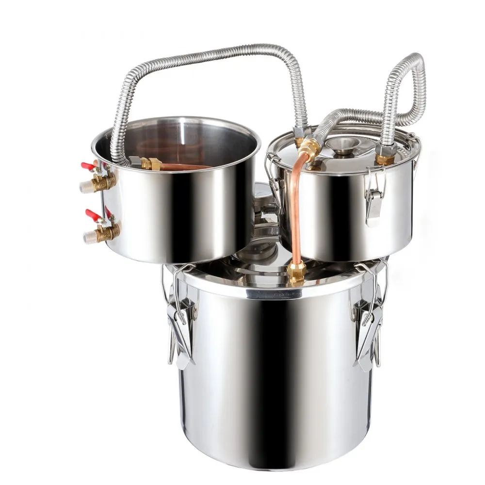VEVOR alcoholdestillatiesysteem 11,4L destillatieapparaat dubbele condensor RVS