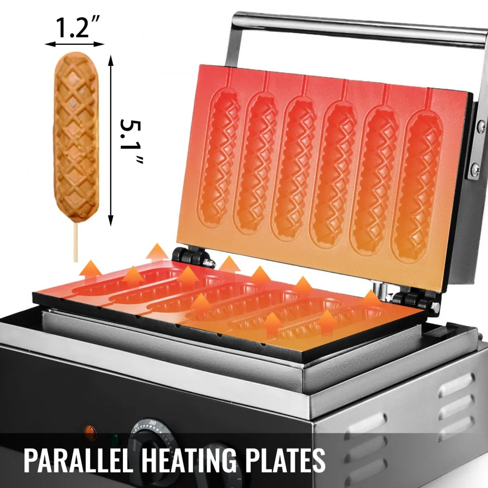 Vevor Bubble Wafelijzer Egg Waffle Maker Elektrische Wafelijzer 6wafels Per Keer