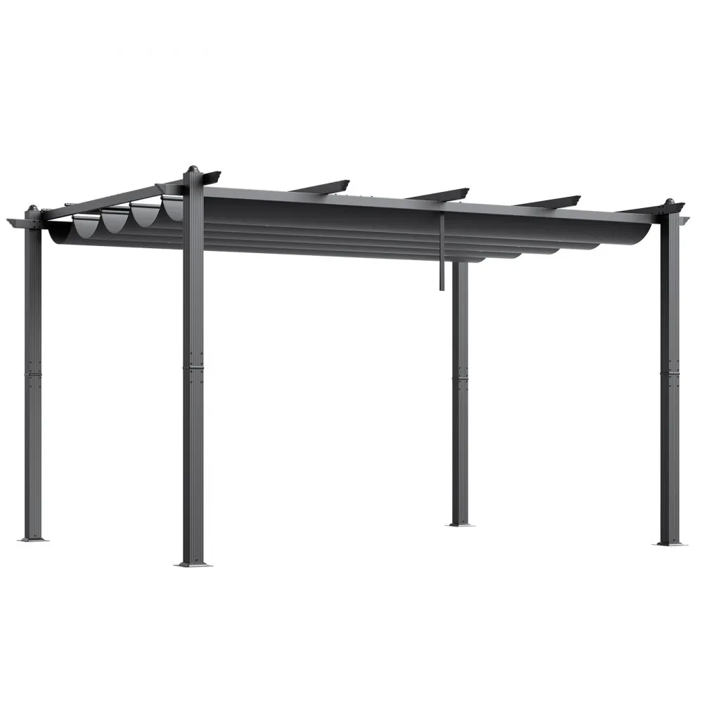 VEVOR Pavilion Tuintent Outdoor Pergola Zonwering Luifel 2,96x3,95x2,3m Grijs