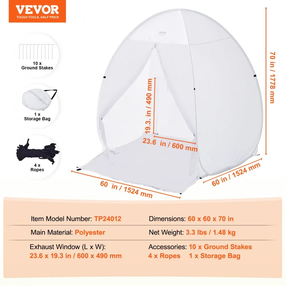 VEVOR SPUITCABINE SPUITVERF SPUITVERF BESCHERMENDE TENT POPUP 1524X1524X1778MM